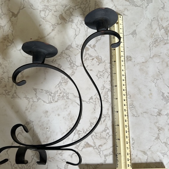 Vintage Black Wrought Iron Double Candlestick Holder Scroll Decor candleholder - Picture 12 of 12
